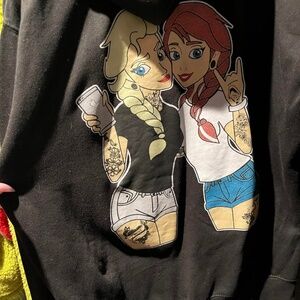 Hoodie with tattoo girls on back